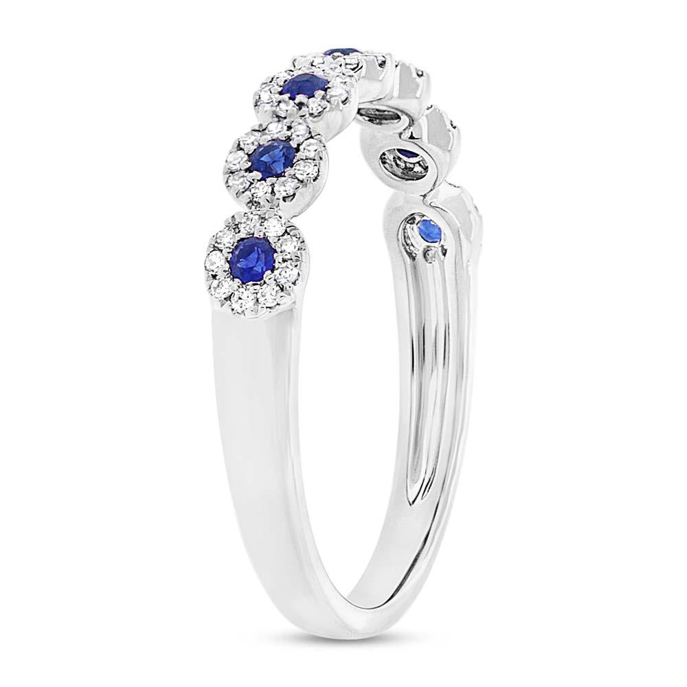 Diamond & 0.20ct Blue Sapphire 14k White Gold Lady's Band