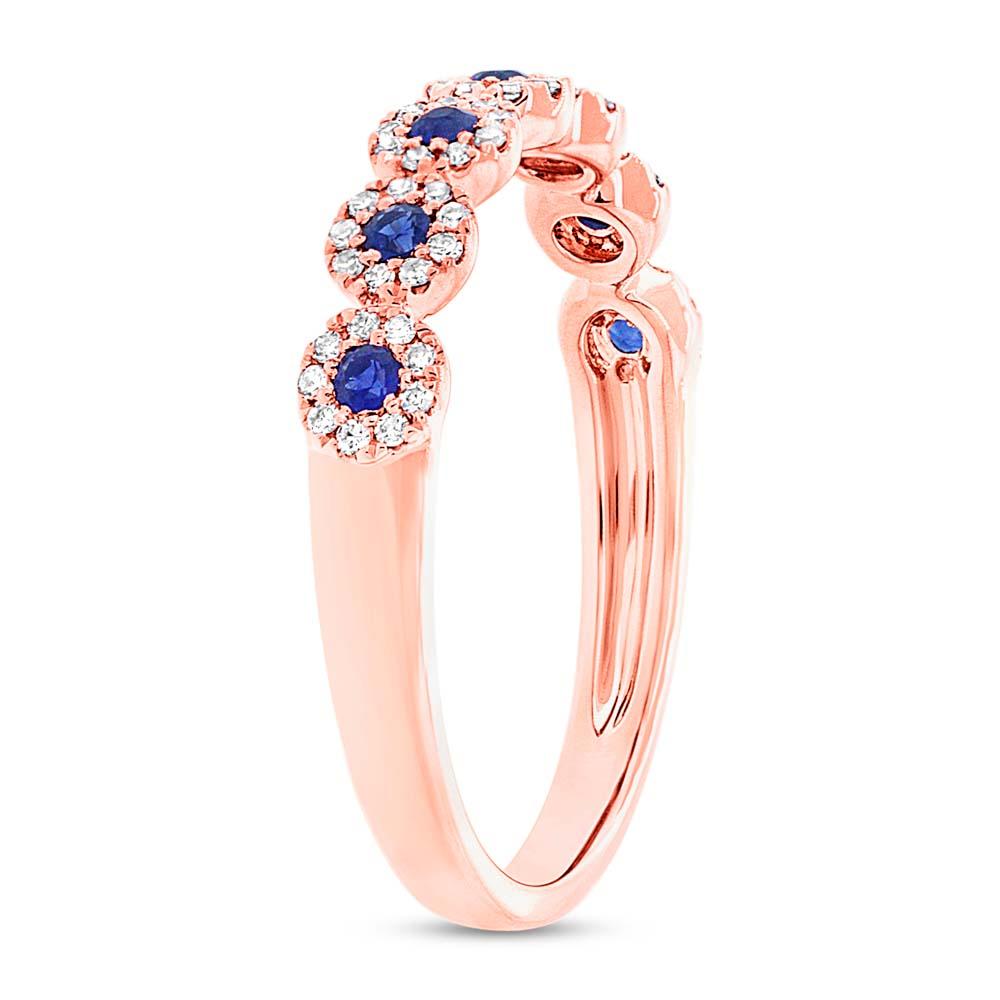 Diamond & 0.20ct Blue Sapphire 14k Rose Gold Lady's Band
