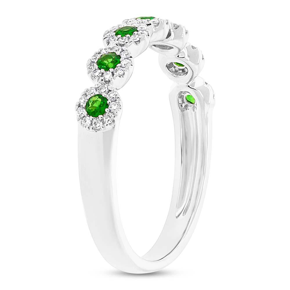 Diamond & 0.22ct Green Garnet 14k White Gold Lady's Band