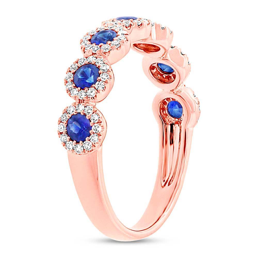 Diamond & 0.70ct Blue Sapphire 14k Rose Gold Lady's Band