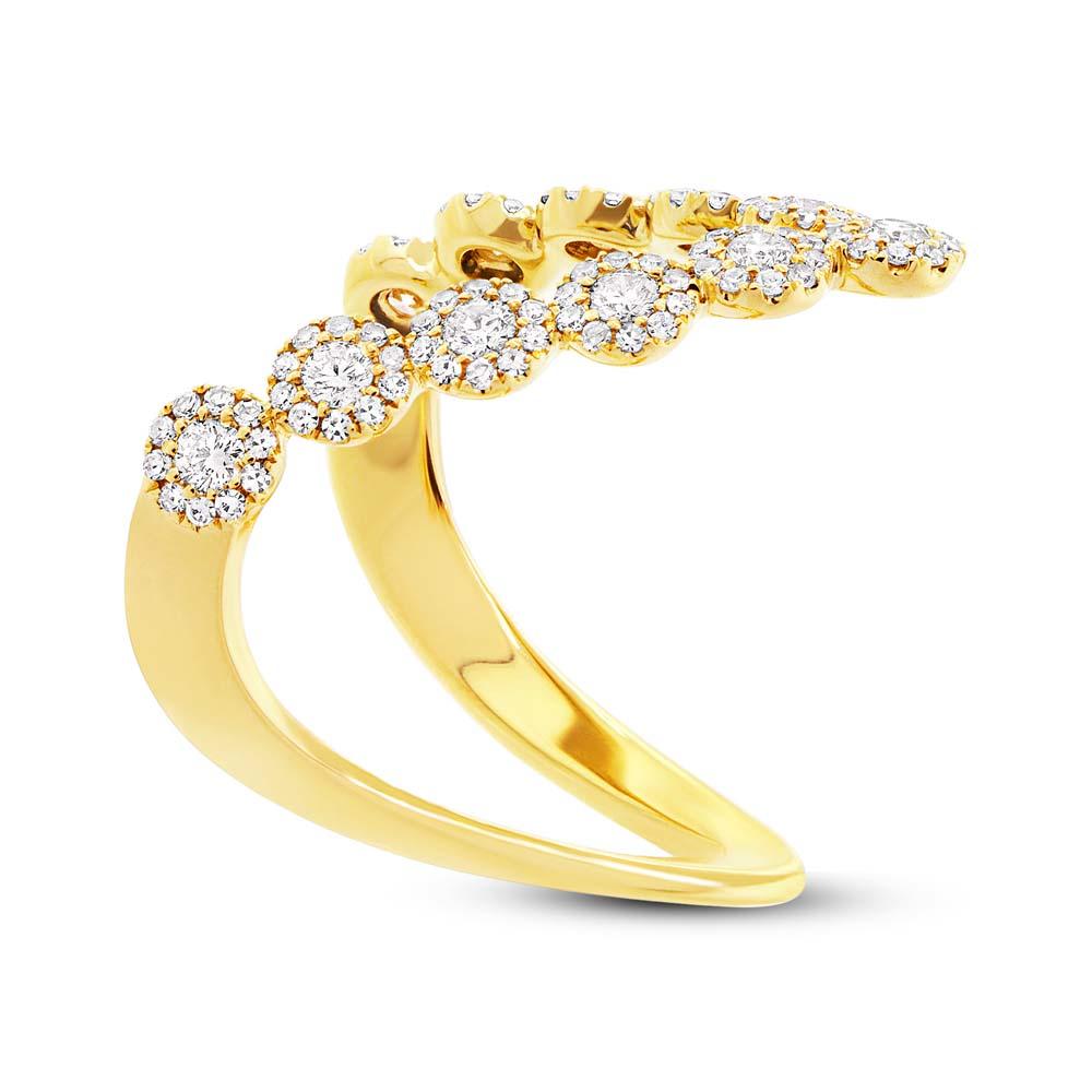 14k Yellow Gold Diamond ''V'' Lady's Ring - 0.72ct