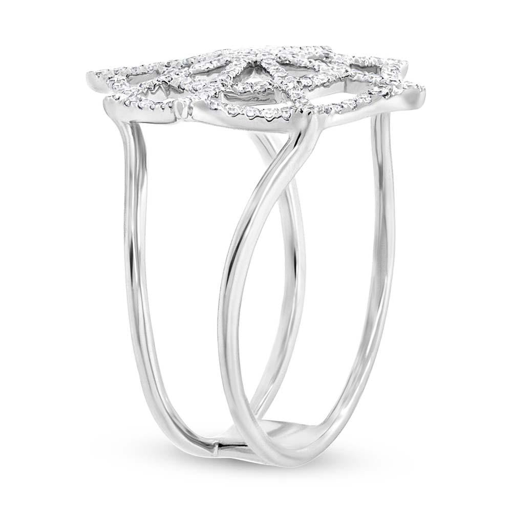 14k White Gold Diamond Spider Web Ring - 0.32ct