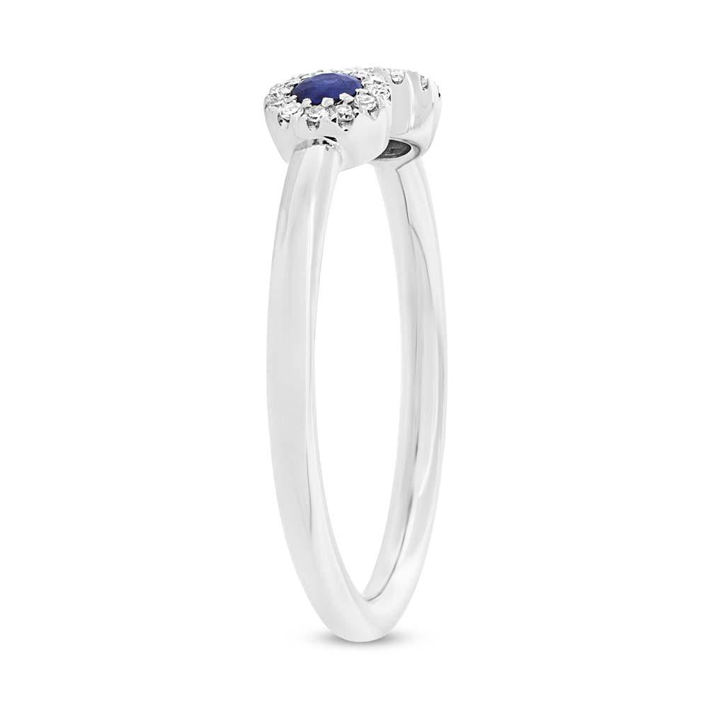 Diamond & 0.16ct Blue Sapphire 14k White Gold Lady's Ring