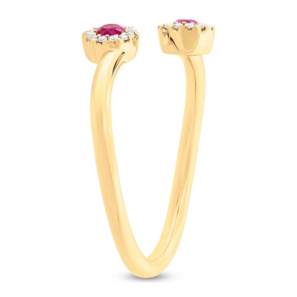 Diamond & 0.20ct Ruby 14k Yellow Gold Lady's Ring