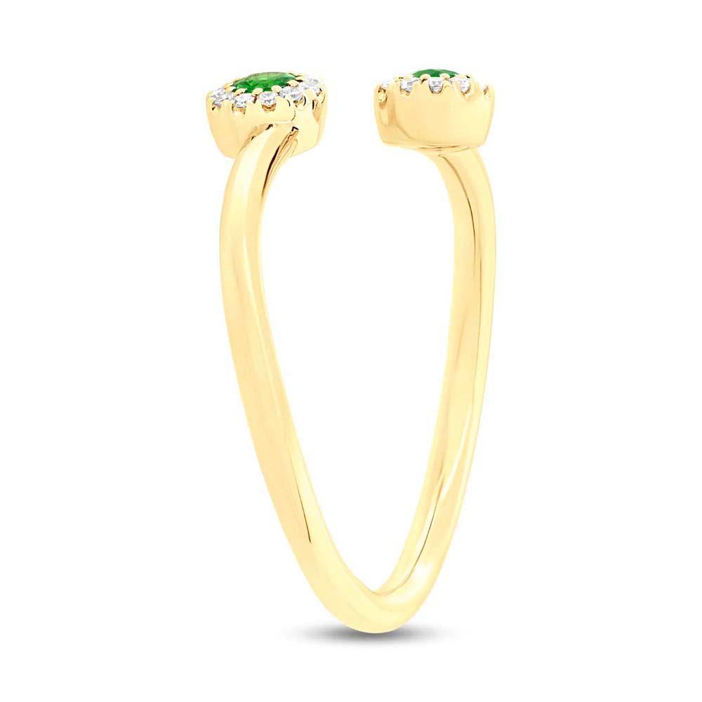 Diamond & 0.18ct Green Garnet 14k Yellow Gold Lady's Ring - 0.07ct