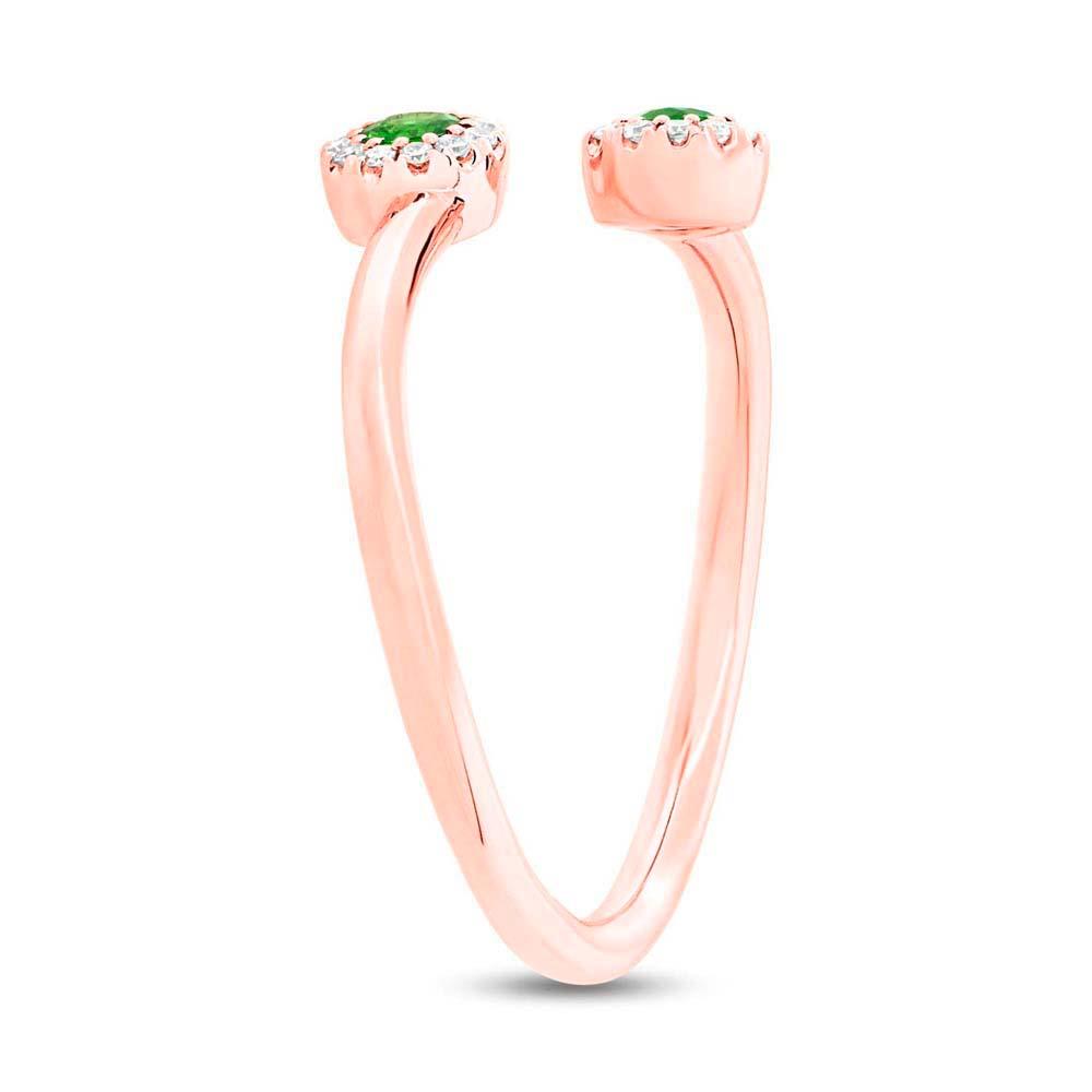 Diamond & 0.18ct Green Garnet 14k Rose Gold Lady's Ring - 0.07ct