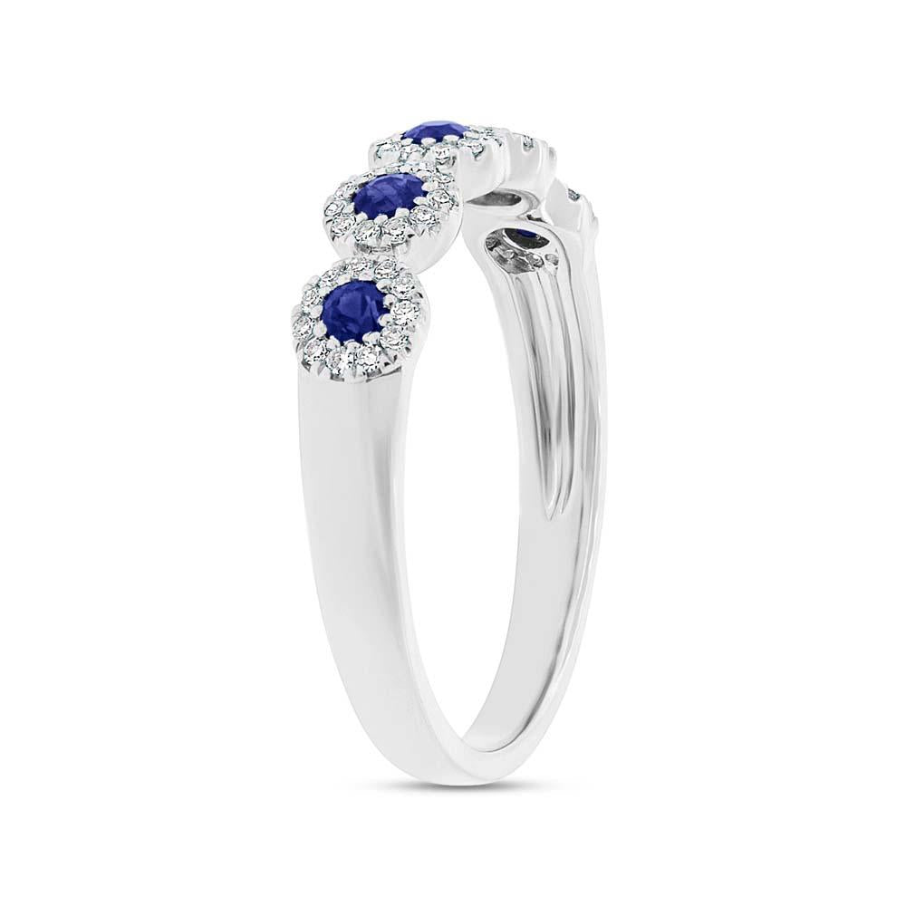 Diamond & 0.31ct Blue Sapphire 14k White Gold Lady's Band