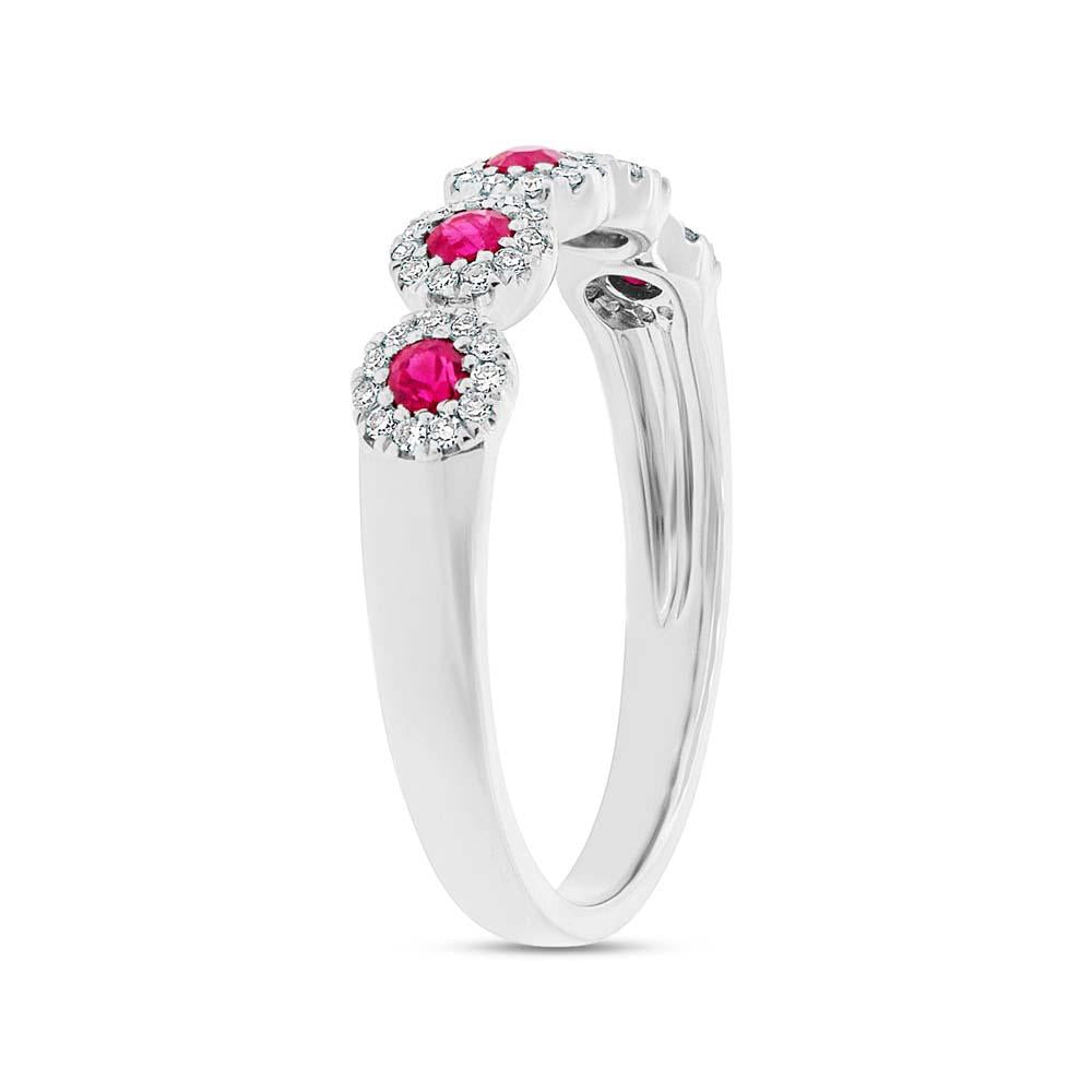 Diamond & 0.31ct Ruby 14k White Gold Lady's Band