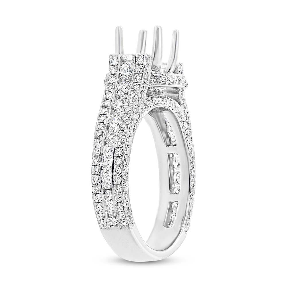 18k White Gold Diamond Semi-mount Ring Size 7 - 1.80ct