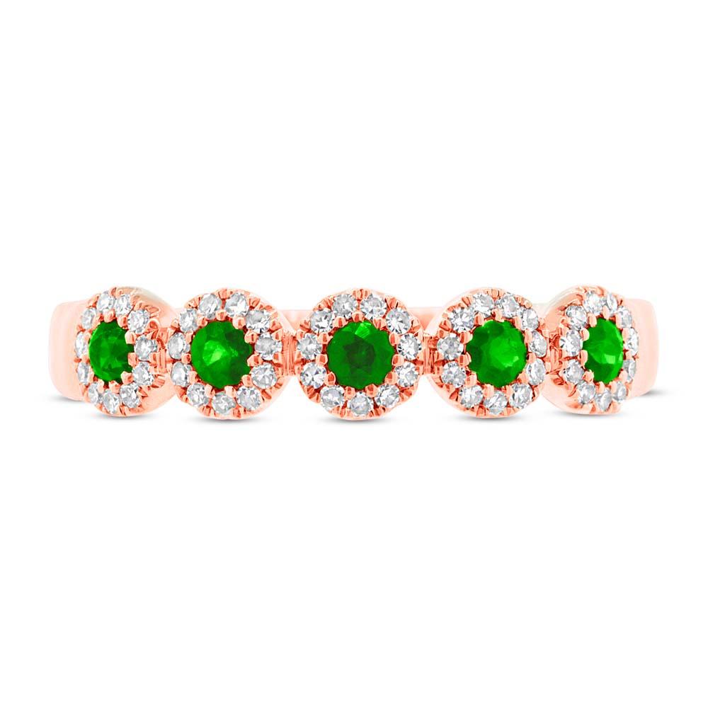 Diamond & 0.30ctct Green Garnet 14k Rose Gold Lady's Band
