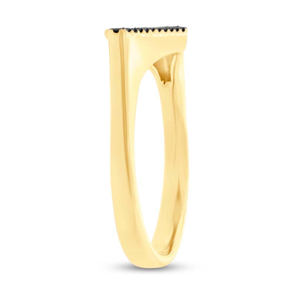 14k Yellow Gold Black Diamond Pave Lady's Ring - 0.25ct