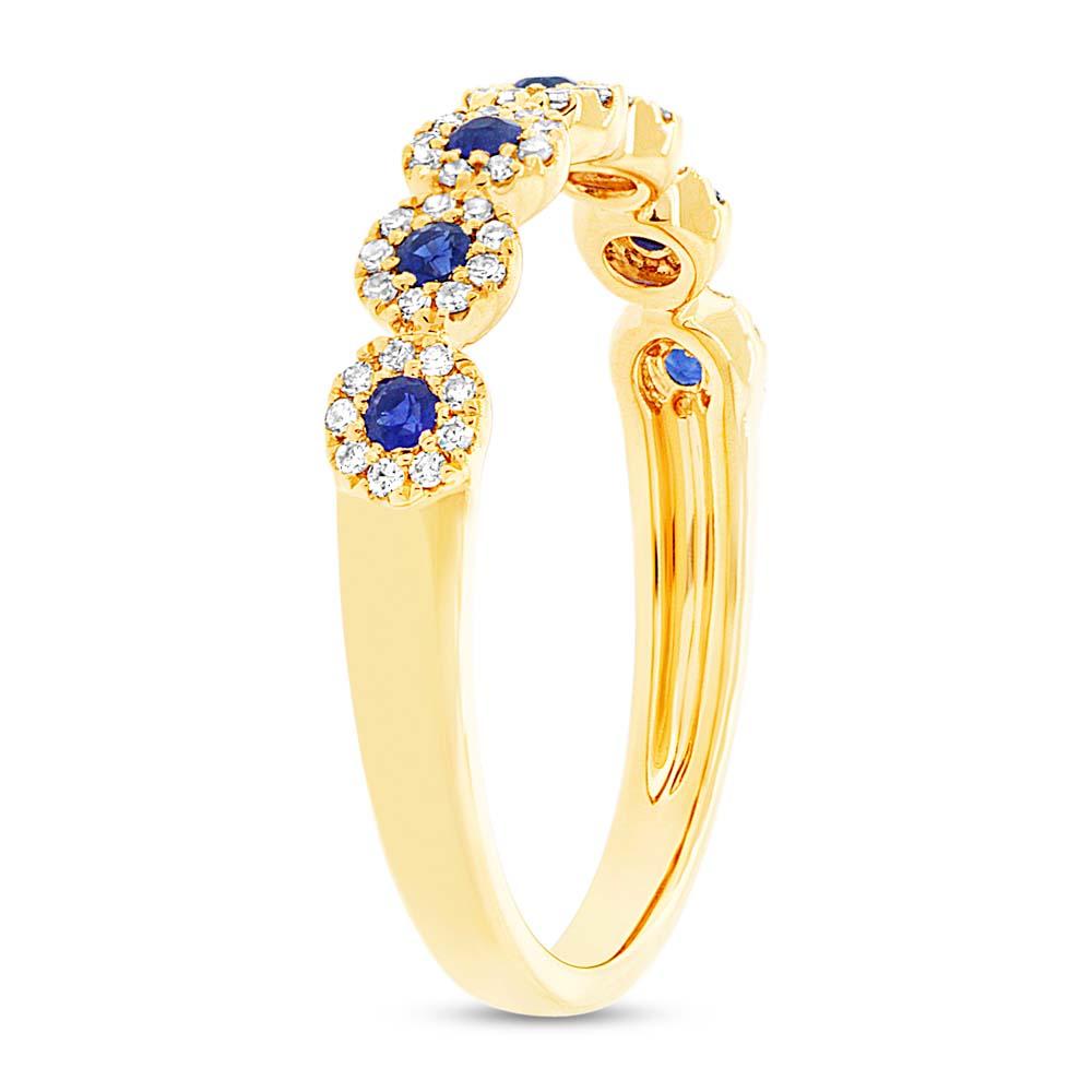 Diamond & 0.20ct Blue Sapphire 14k Yellow Gold Lady's Band