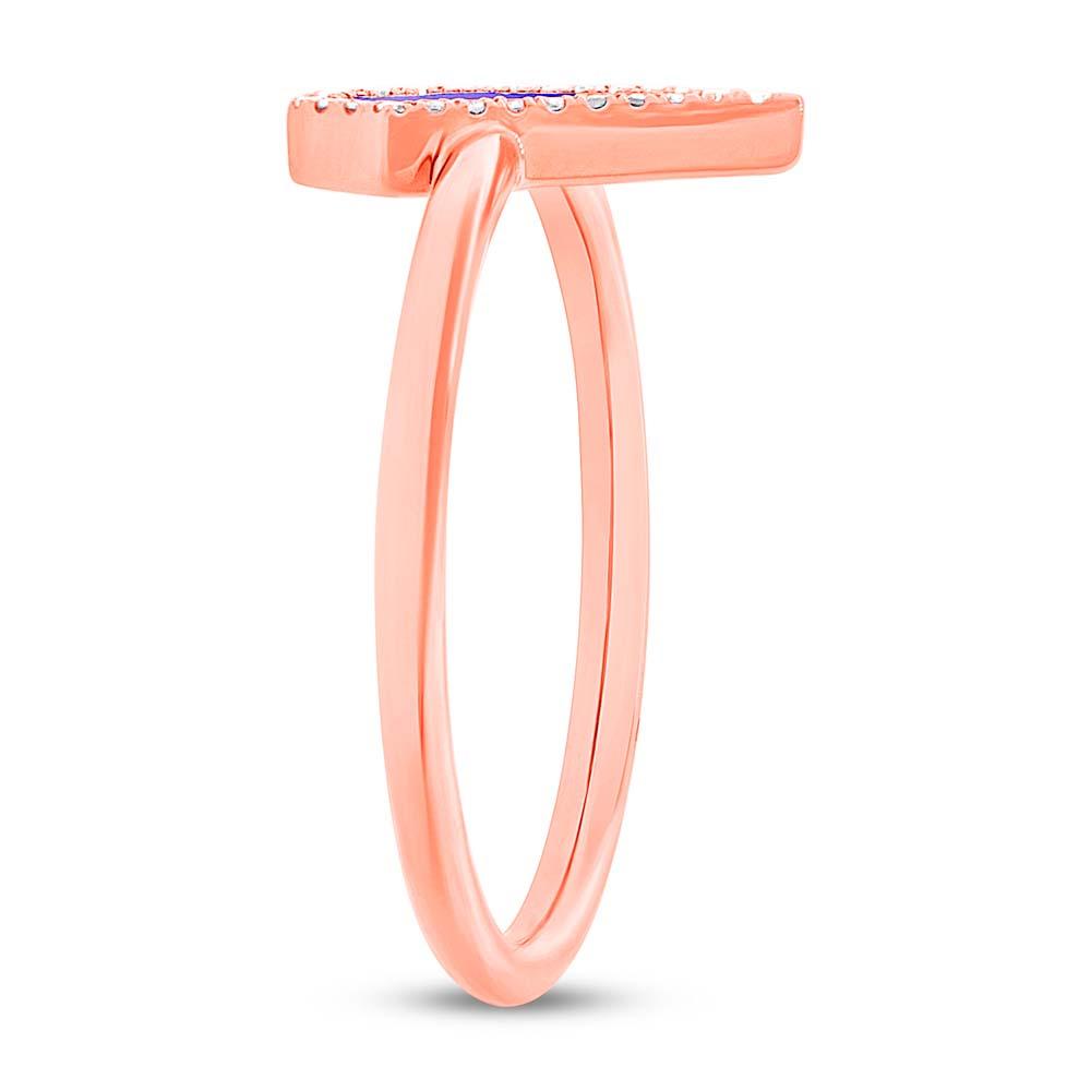 Diamond & 0.32ct Lapis 14k Rose Gold Lady's Ring - 0.06ct