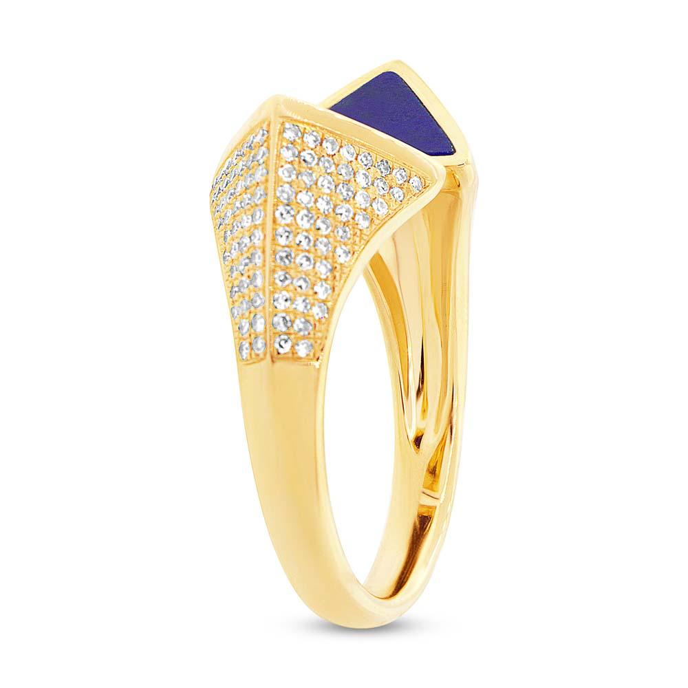Diamond & 0.86ct Lapis 14k Yellow Gold Lady's Ring - 0.42ct
