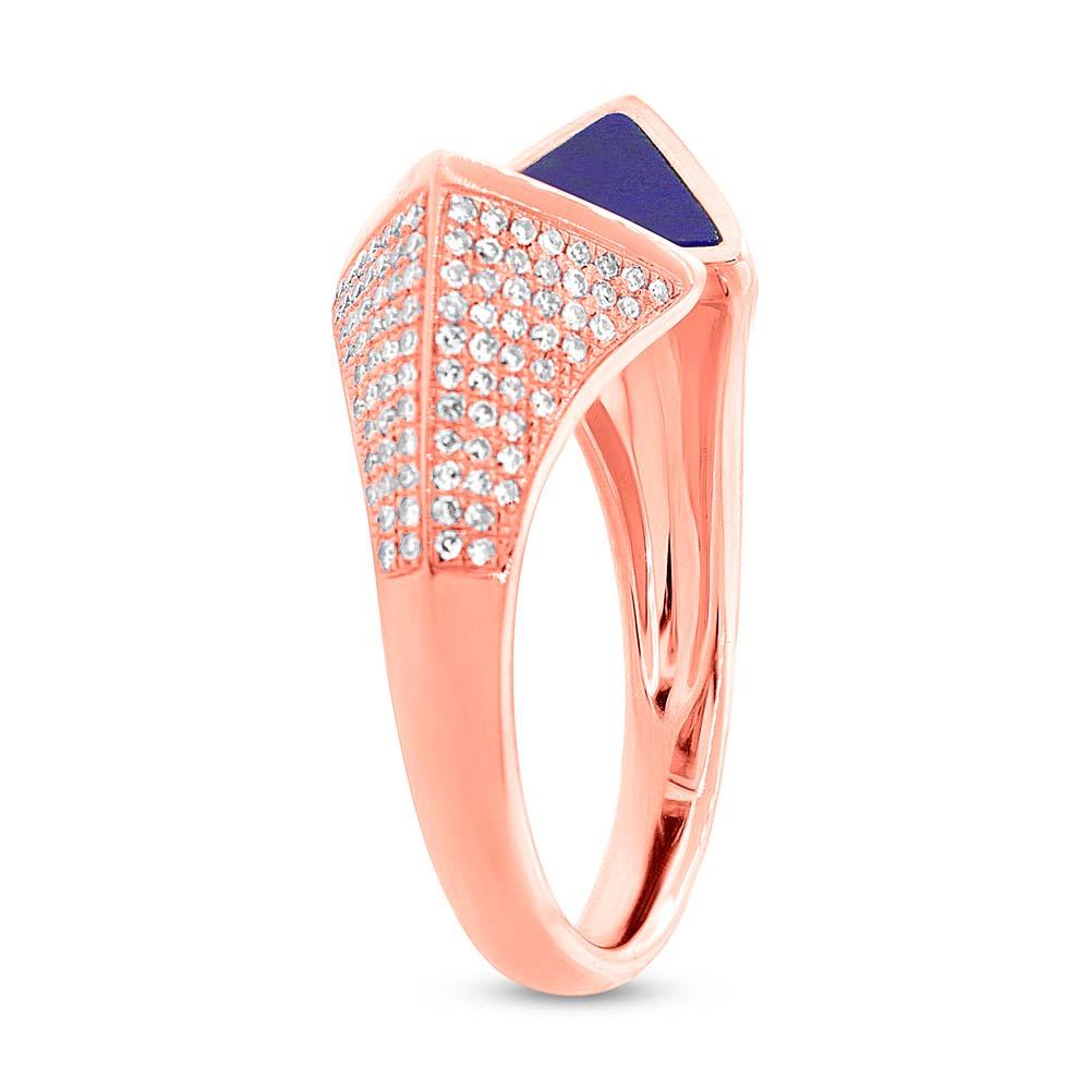 Diamond & 0.86ct Lapis 14k Rose Gold Lady's Ring - 0.42ct
