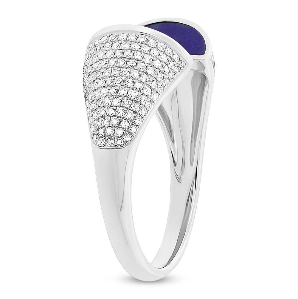 Diamond & 1.10ct Lapis 14k White Gold Lady's Ring - 0.50ct