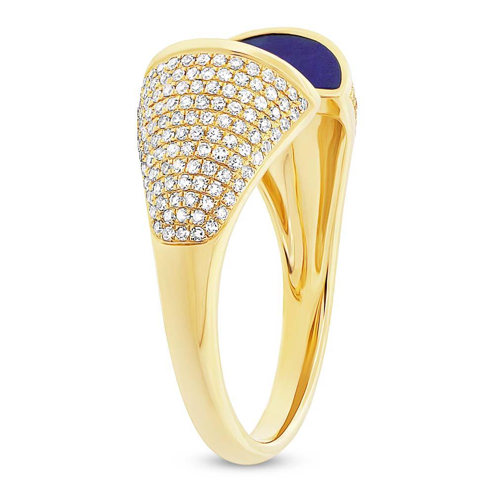 Diamond & 1.10ct Lapis 14k Yellow Gold Lady's Ring - 0.50ct