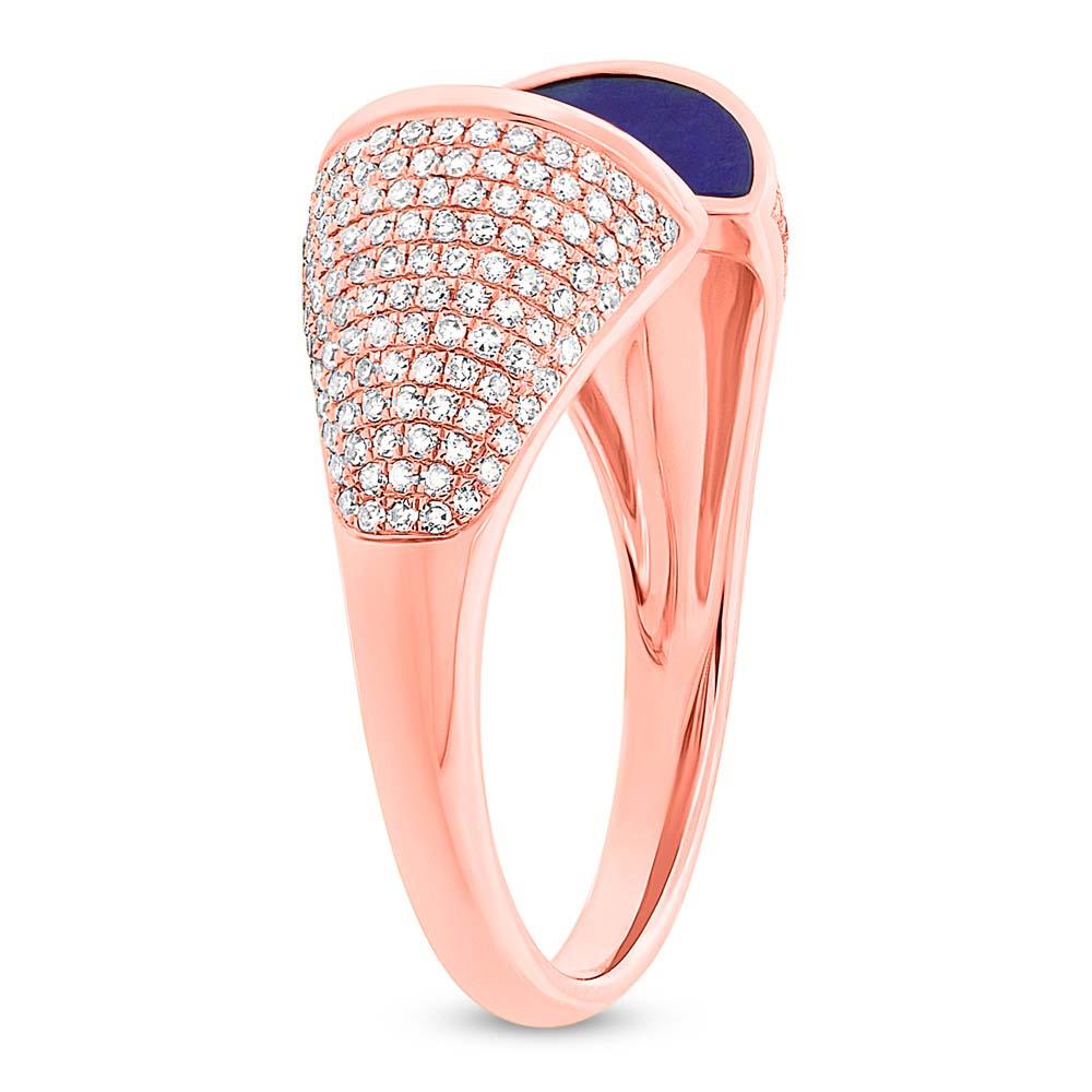 Diamond & 1.10ct Lapis 14k Rose Gold Lady's Ring - 0.50ct