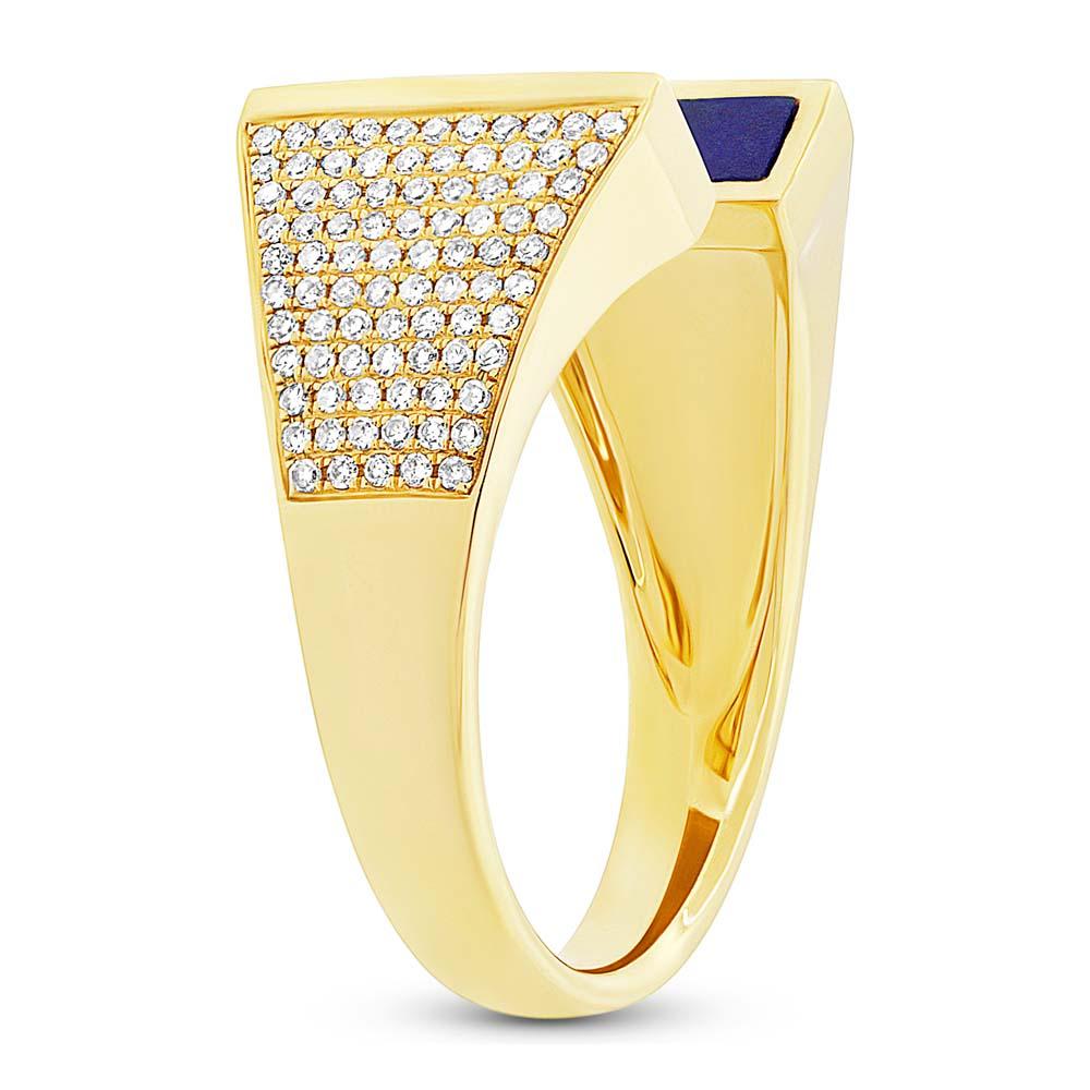 Diamond & 0.92ct Lapis 14k Yellow Gold Lady's Ring - 0.38ct