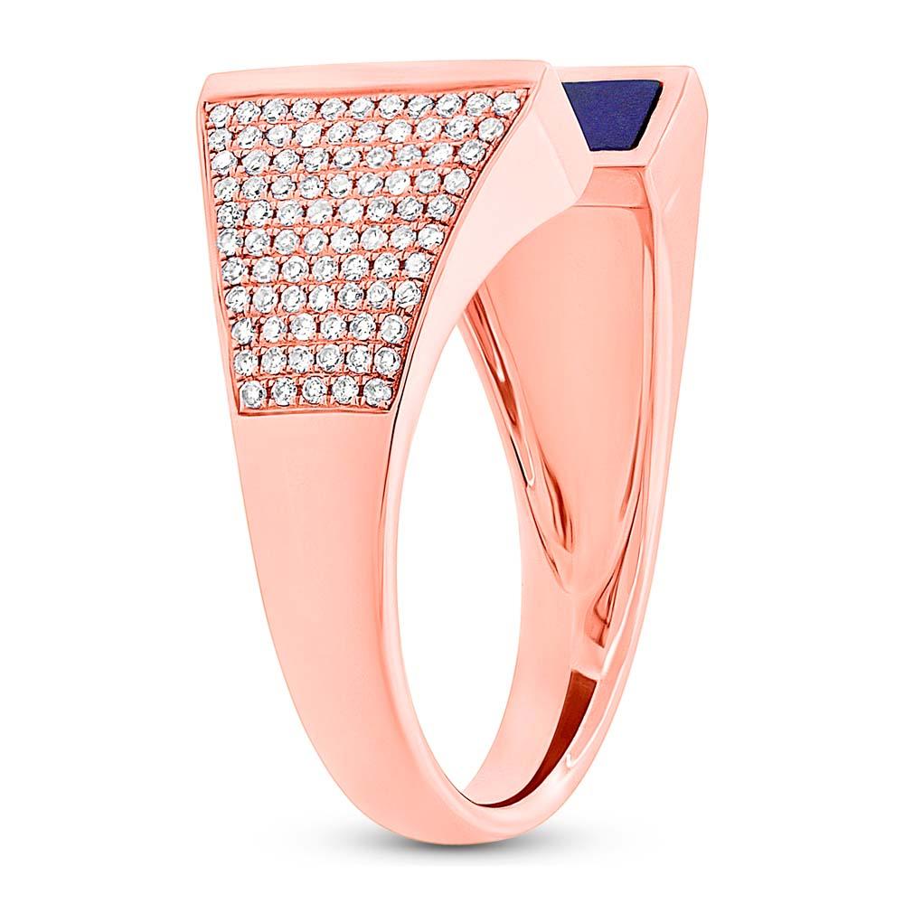 Diamond & 0.92ct Lapis 14k Rose Gold Lady's Ring - 0.38ct
