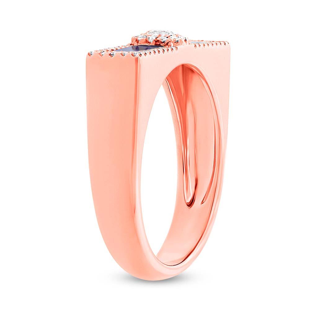 Diamond & 0.48ct Lapis 14k Rose Gold Lady's Ring - 0.21ct