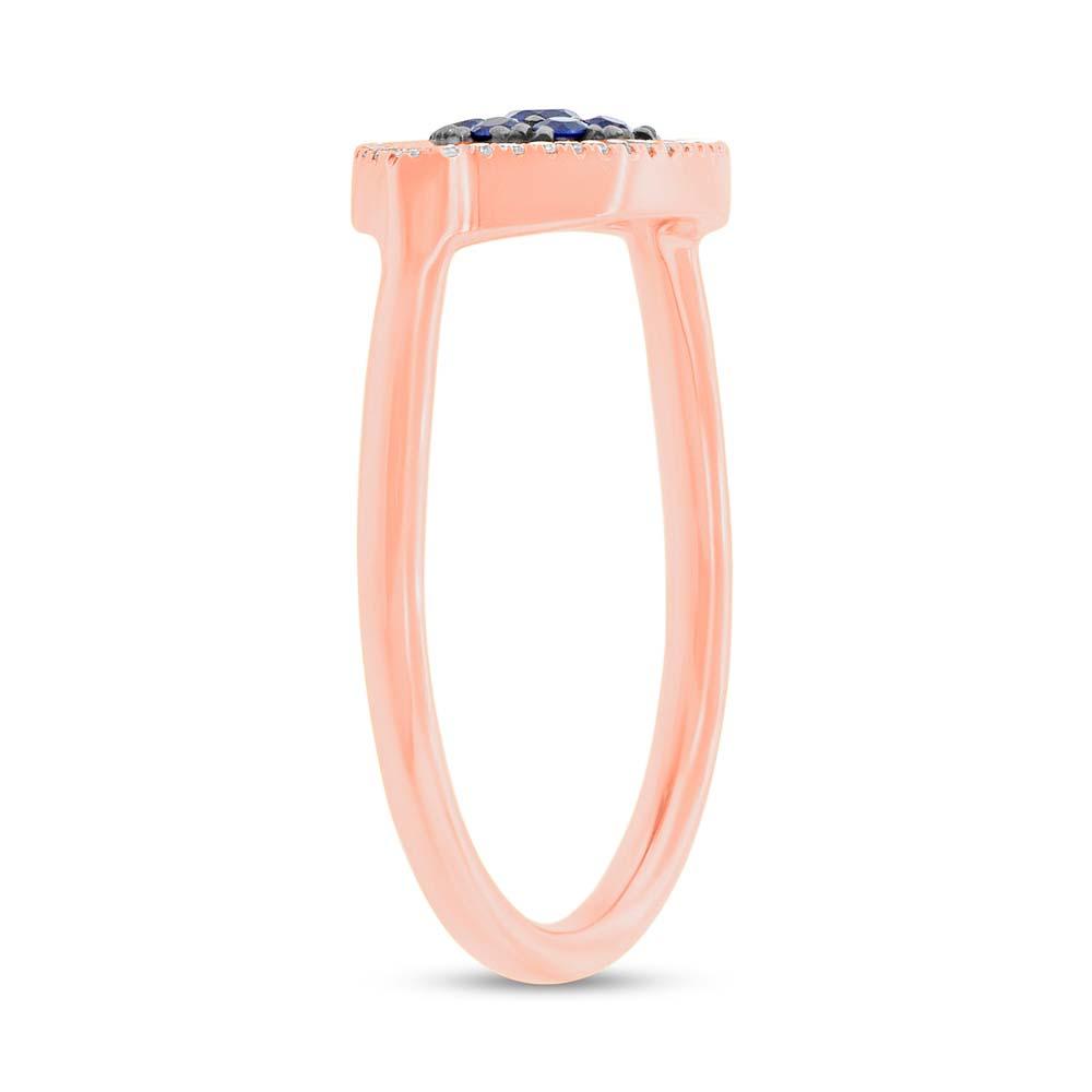 Diamond & 0.62ct Blue Sapphire & Composite Turquoise 14k Rose Gold Eye Ring