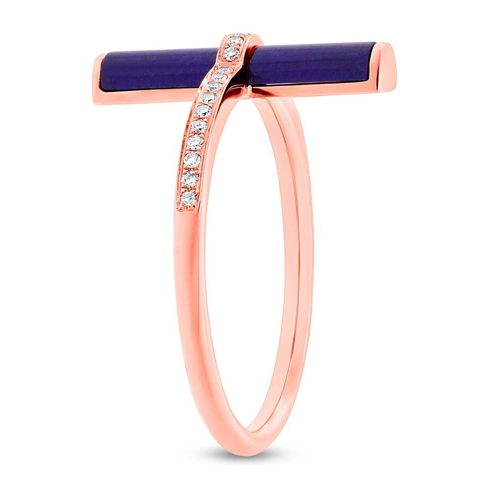 Diamond & 1.04ct Lapis 14k Rose Gold Lady's Ring - 0.08ct