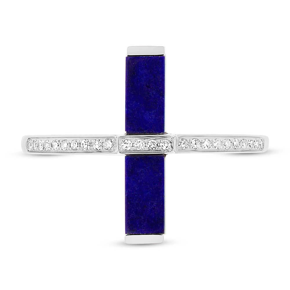 Diamond & 1.72ct Lapis 14k White Gold Lady's Ring - 0.09ct