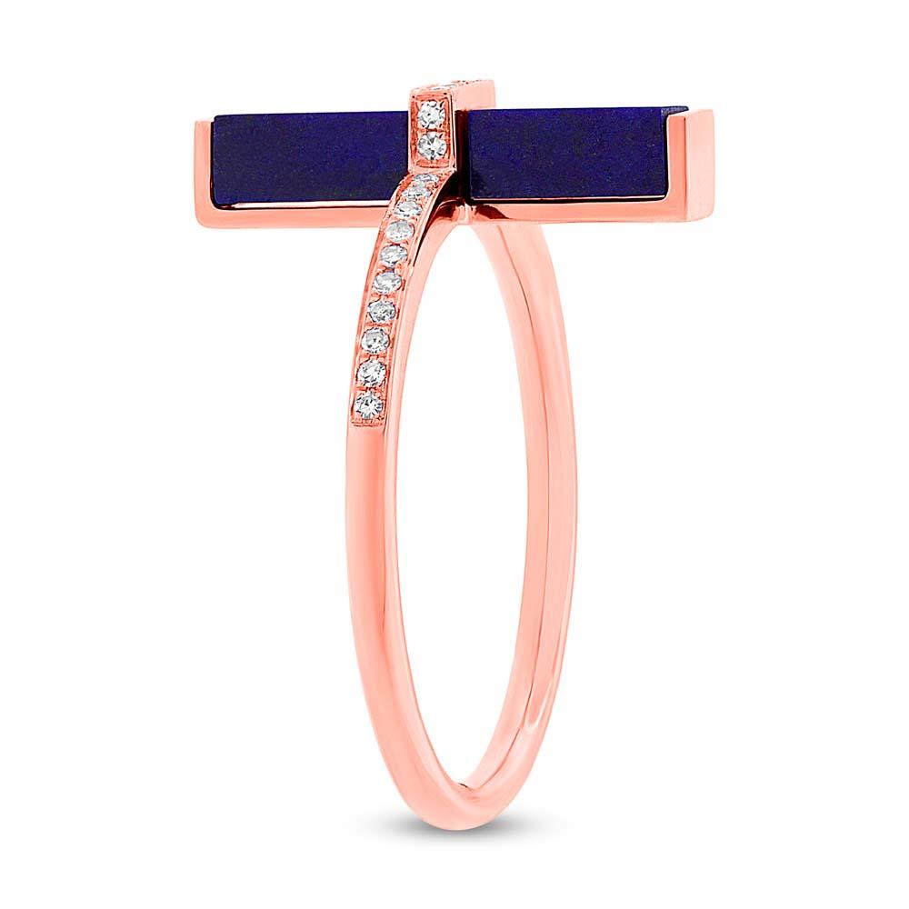 Diamond & 1.72ct Lapis 14k Rose Gold Lady's Ring - 0.09ct