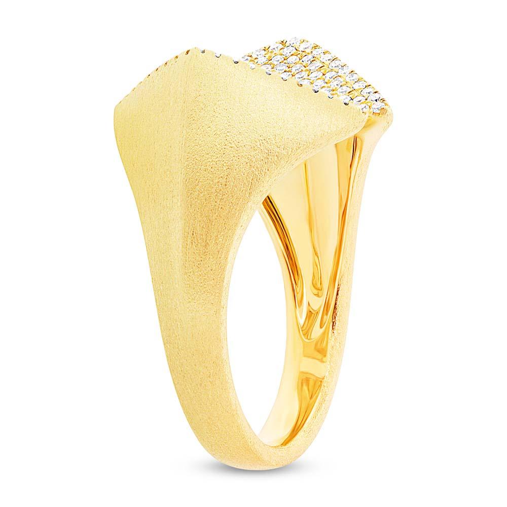 14k Yellow Gold Diamond Pave Lady's Ring - 0.38ct
