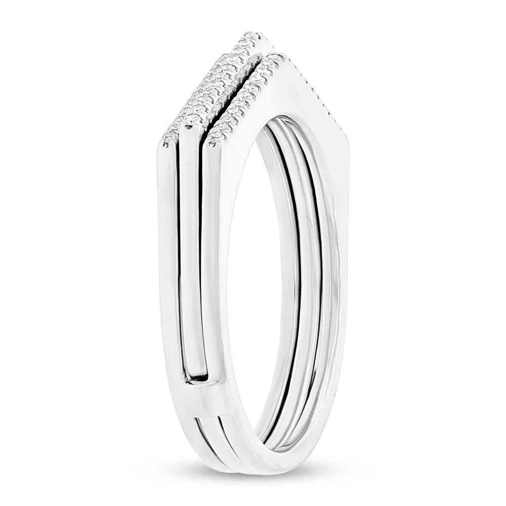 14k White Gold Diamond Puzzle Ring 2-pc - 0.21ct