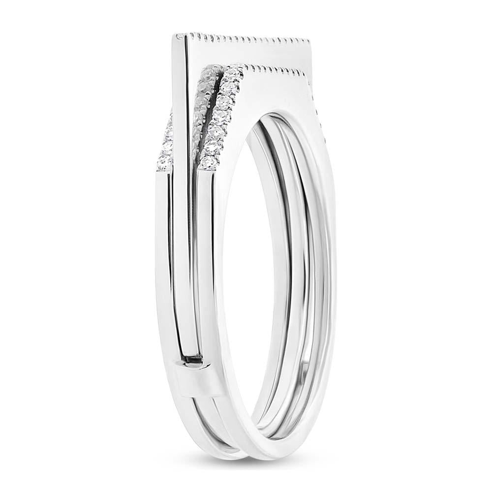 14k White Gold Diamond Puzzle Ring 2-pc - 0.22ct