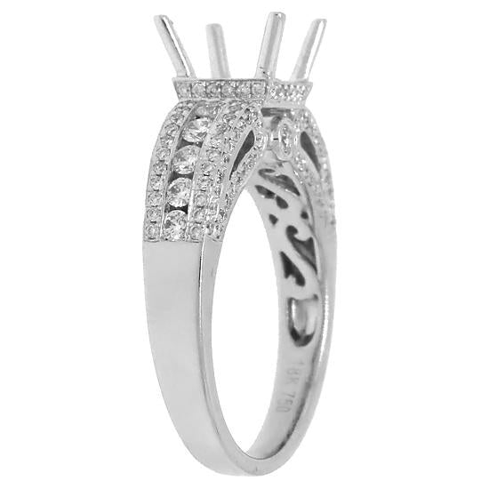 18k White Gold Diamond Semi-mount Ring - 0.90ct