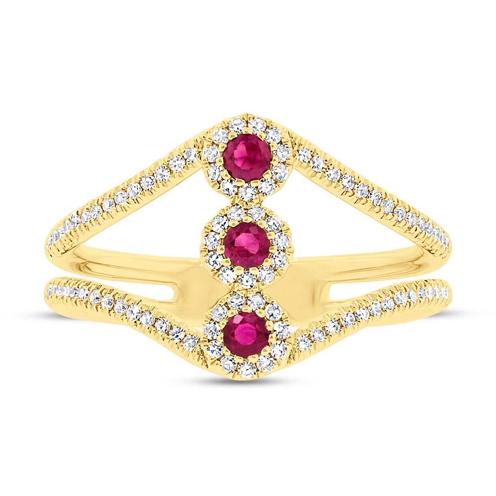 Diamond & 0.18ct Ruby 14k Yellow Gold Lady's Ring