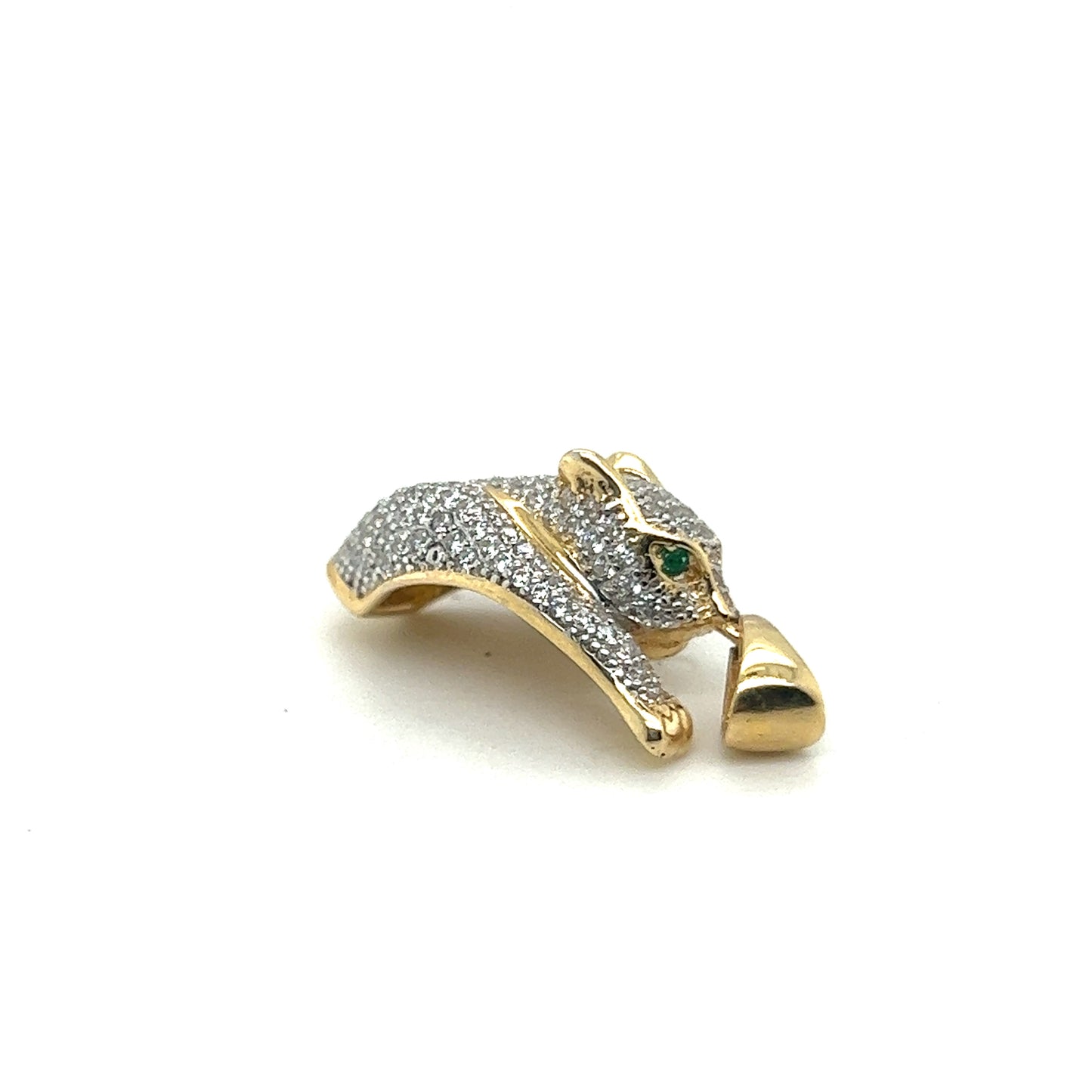 Yellow Gold Panther Look Pendant With White Sapphire