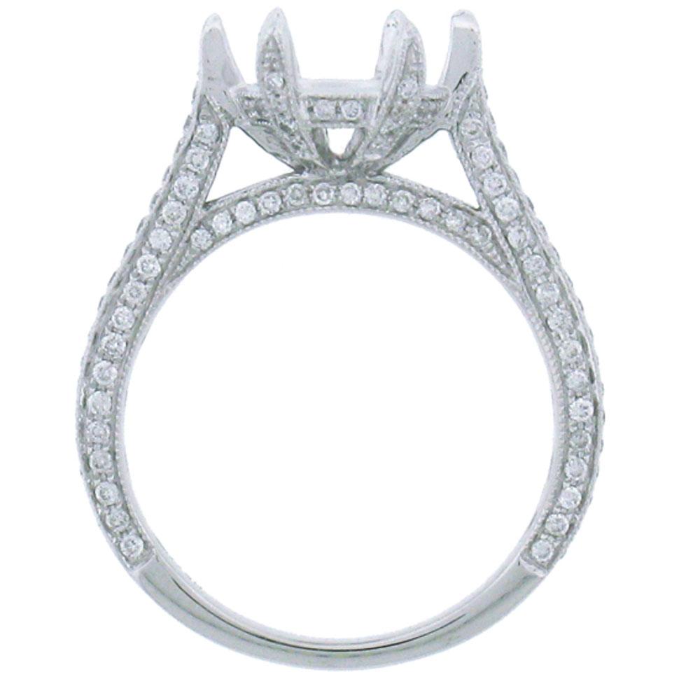 18k White Gold Diamond Semi-mount Ring - 0.58ct