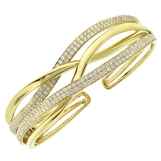 14k Yellow Gold Diamond Bangle - 2.78ct