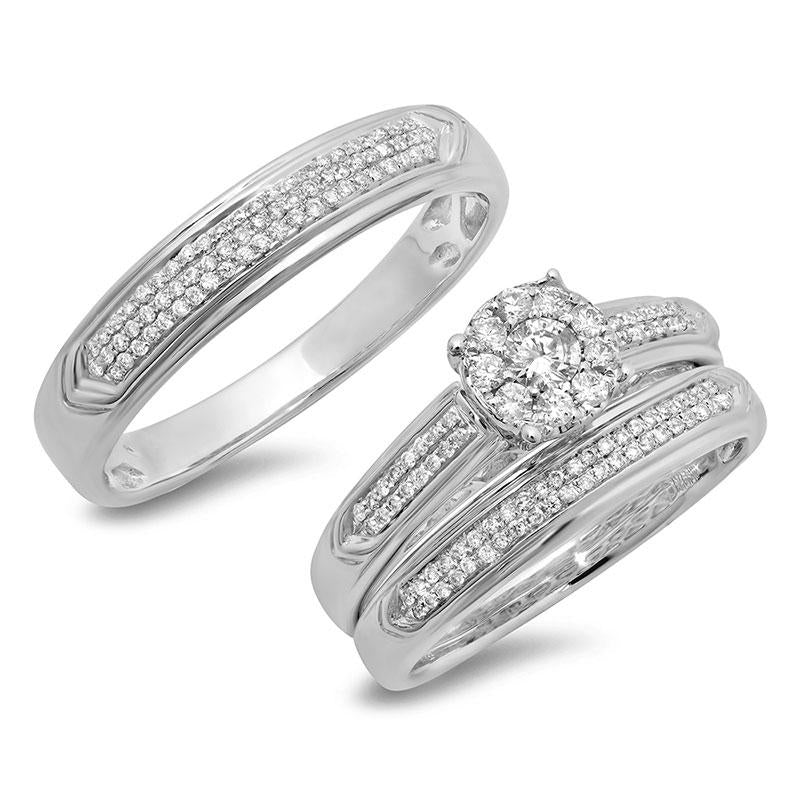 14k White Gold Diamond Trio Set - 0.59ct