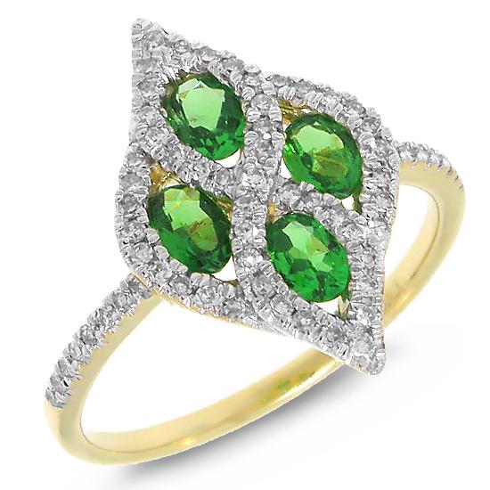 Diamond & 0.68ct Green Garnet 14k Two-tone Gold Ring - 0.24ct