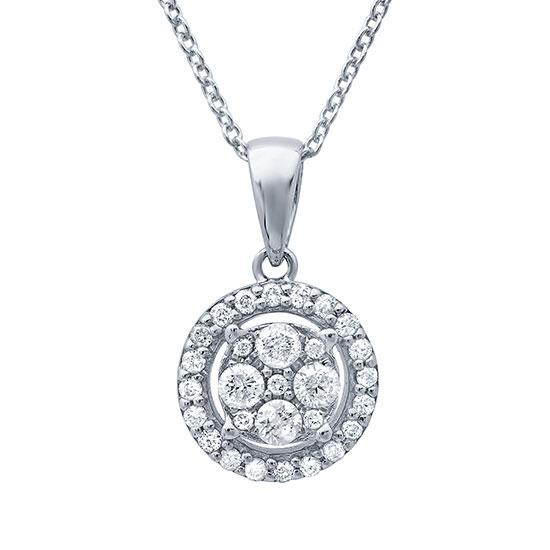 14k White Gold Diamond Pendant - 0.28ct