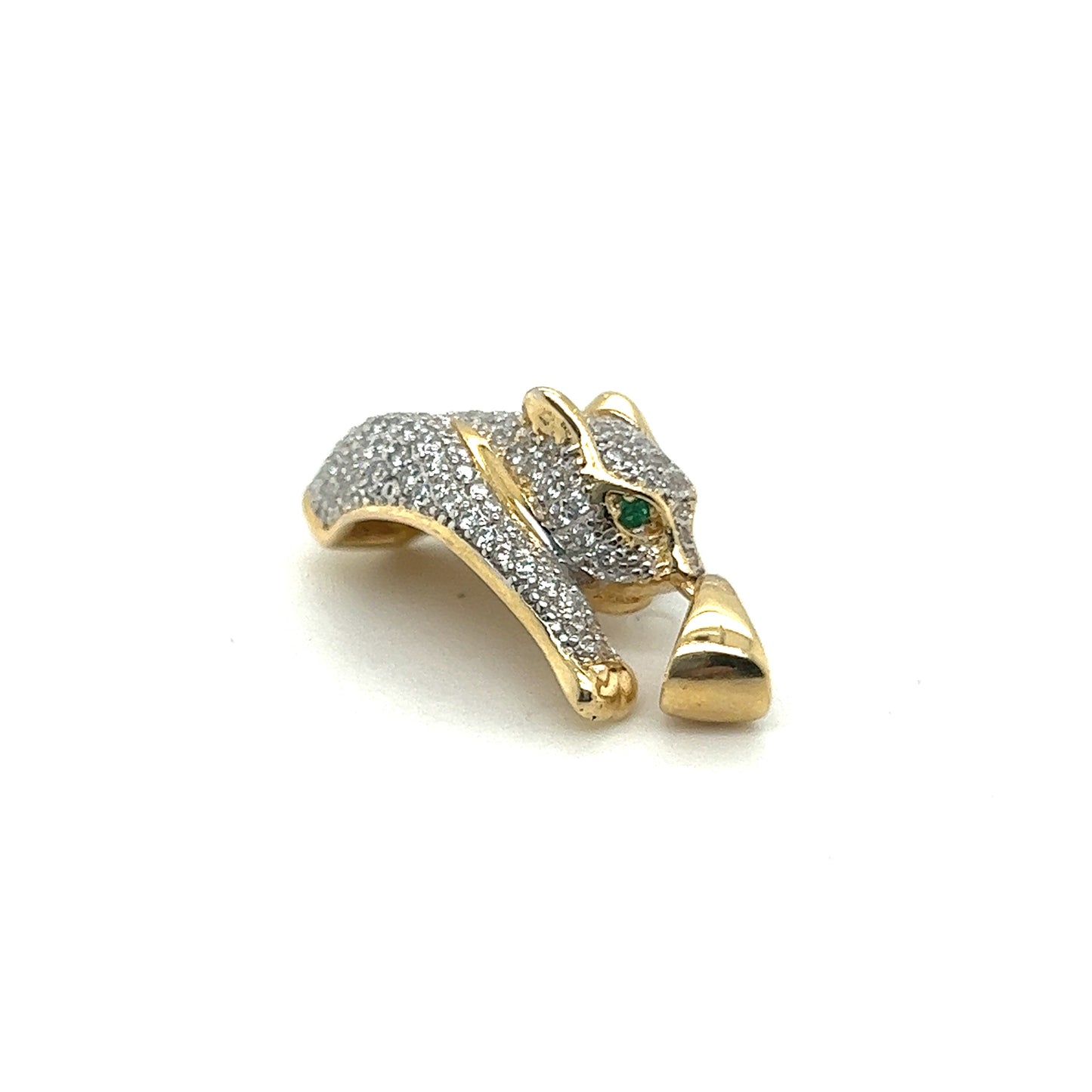 Yellow Gold Panther Look Pendant With White Sapphire