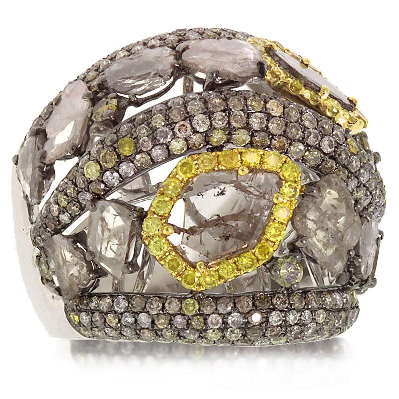 18k White Gold Fancy Color Diamond Ring - 5.26ct