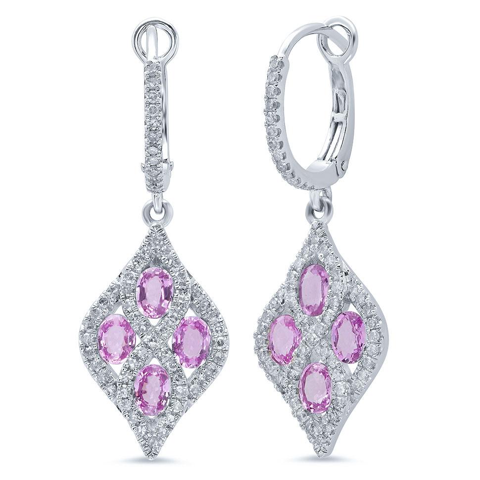 Diamond & 1.71ct Pink Sapphire 14k White Gold - 0.49ct