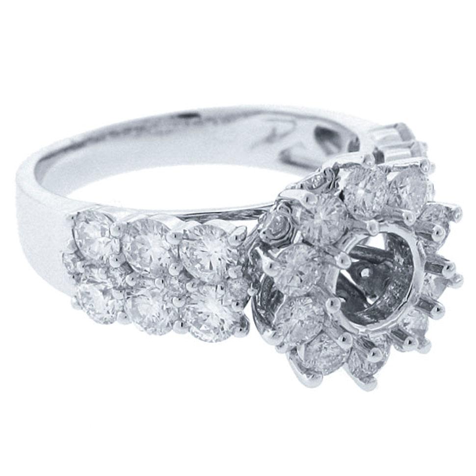 18k White Gold Diamond Semi-mount Ring - 2.60ct