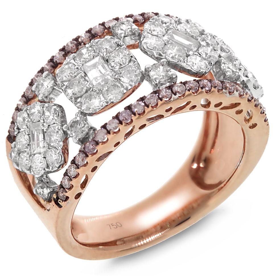 18k Rose Gold White & Pink Diamond Ring - 1.65ct
