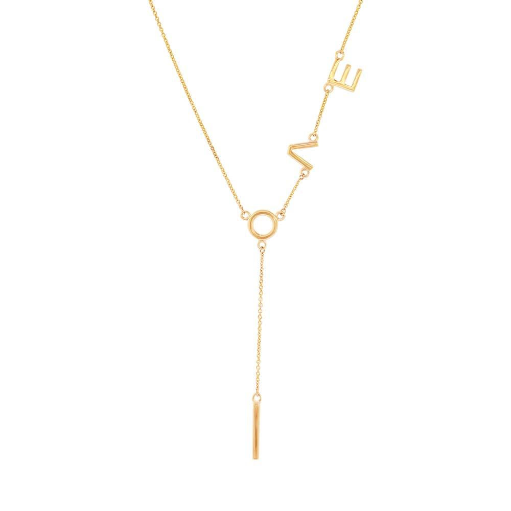 14k Yellow Gold Diamond ''Love'' Necklace - 0.04ct