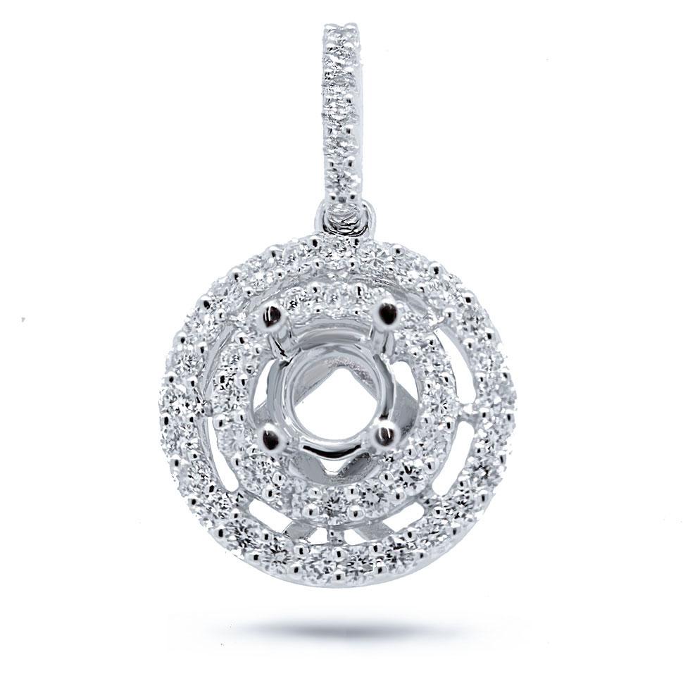 14k White Gold Diamond Semi-mount Pendant - 0.50ct