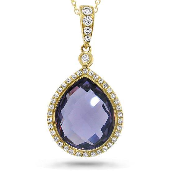 Diamond & 4.36ct Amethyst 14k Yellow Gold Pendant - 0.17ct