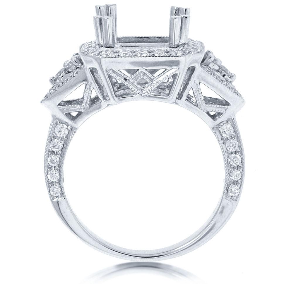 18k White Gold Diamond Semi-mount Ring - 0.95ct