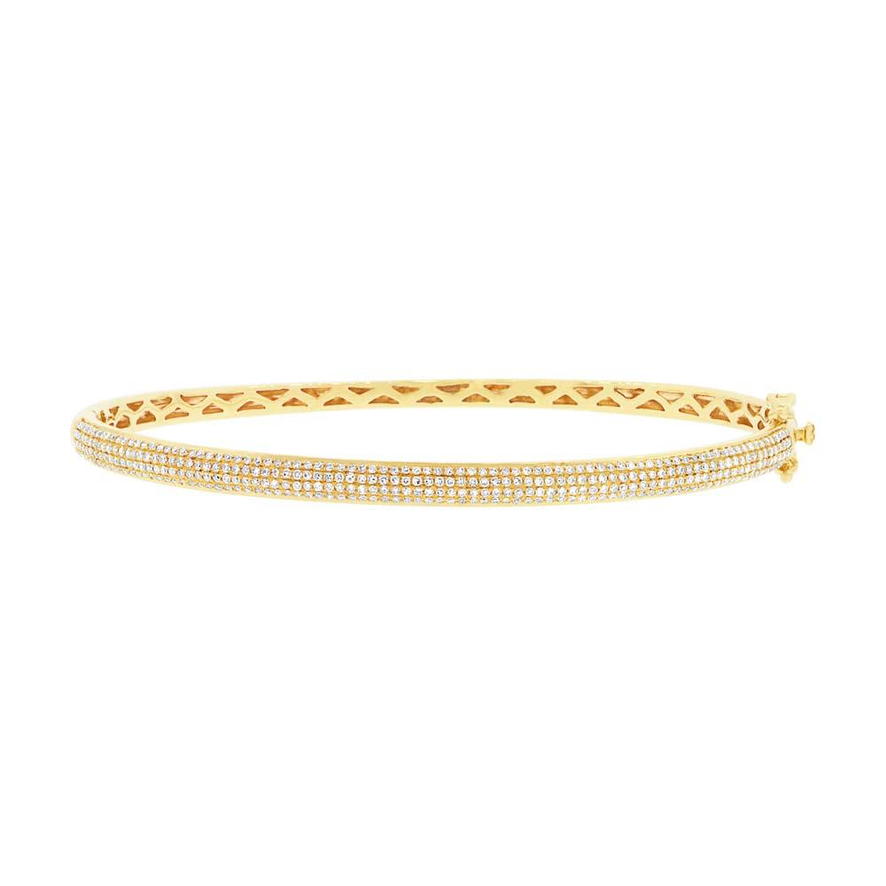 14k Yellow Gold Diamond Pave Bangle - 0.85ct
